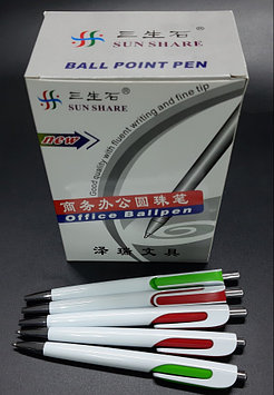 Ручки белые с цветной вставкой, под нанесения логотипа