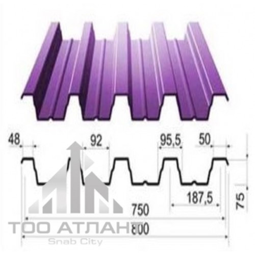 Тоо атланта. 75 Гофра профлист. Профнастил гофра 75. Проылист гофра8 рабочая ширина. Проф лист 75 гофра черчеж.