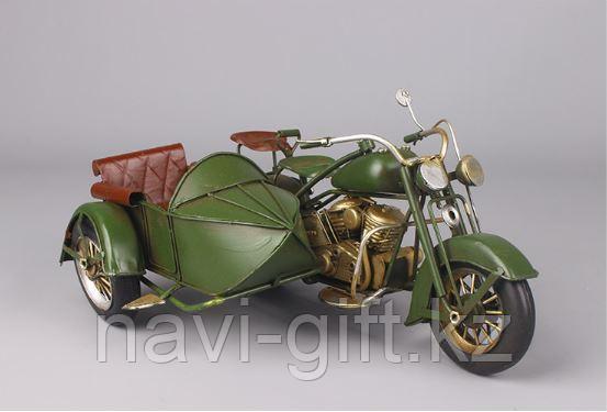 Ретро мотоцикл с люлькой зеленый, металлический - фото 1 - id-p99842008