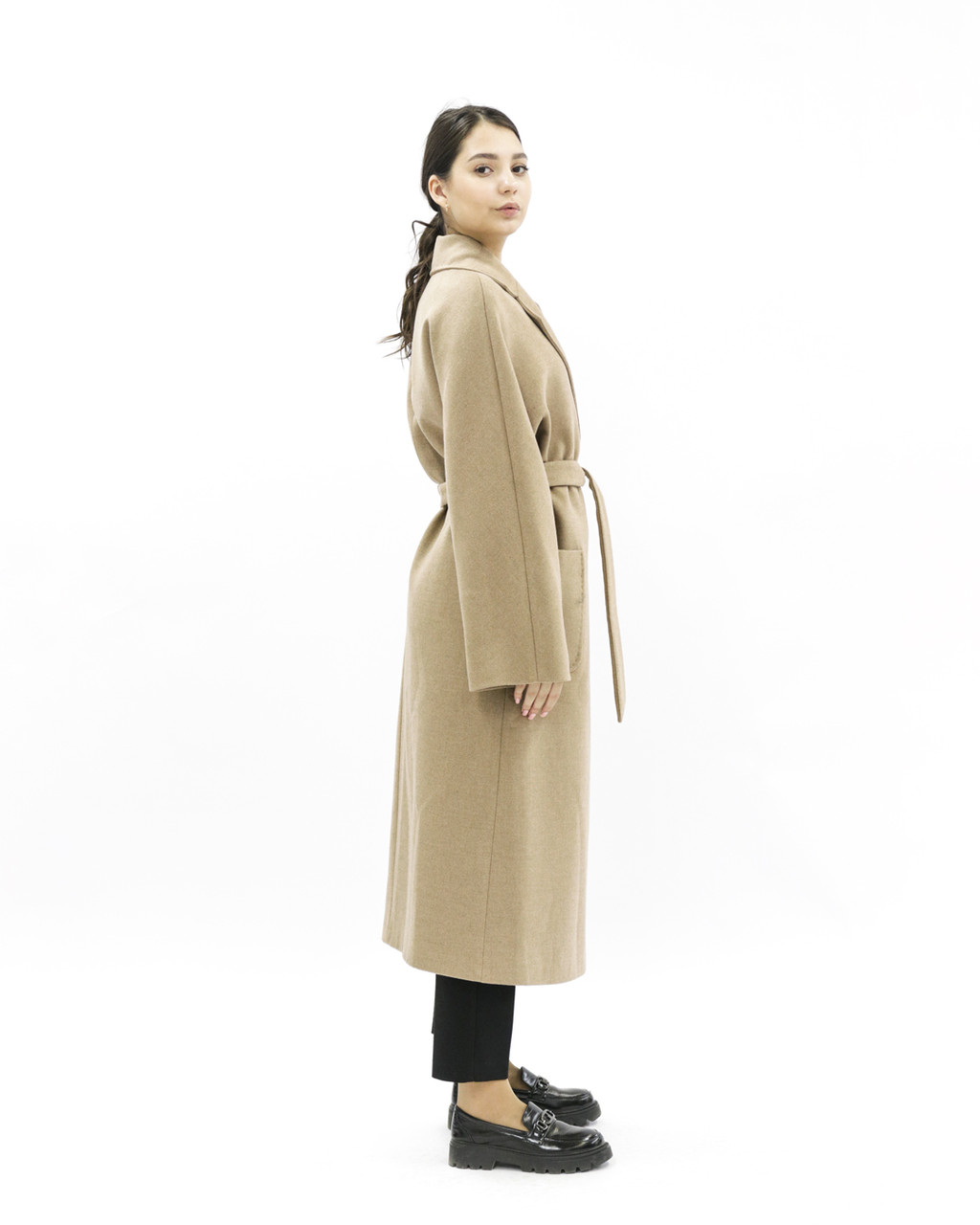 Женское пальто коричневое «UM&H 35609957» (шерсть, синтепон) - фото 4 - id-p99842438