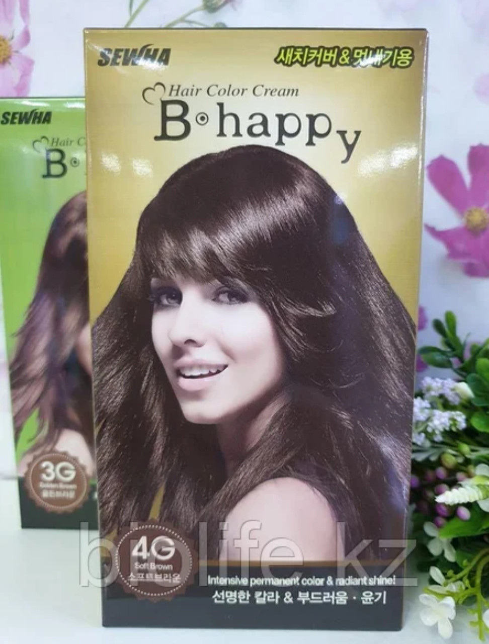Крем-краска для волос с эффектом ламинирования SEWHA B-Happy Hair Color Cream (4G - мягкий шатен)