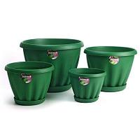 Горшок Знатный 11л ф32см с поддоном (зеленый)