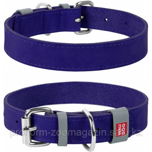 Кожаный ошейник для собак Waudog Classic, ширина 25 мм, длина 38-49 см, фиолетовый - фото 1 - id-p99864832