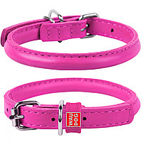 Кожаный ошейник для собак Waudog Glamour, ширина 8 мм, длина 20-25 см, розовый