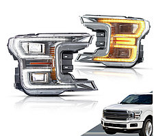 Передние фары на Ford F-150 2017-20 тюнинг VLAND Хромированный цвет (вариант 1)