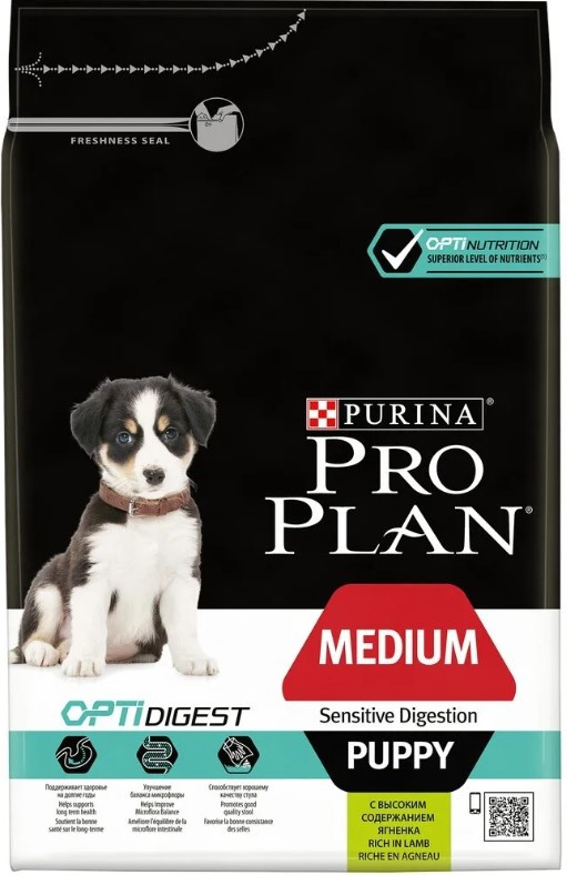 Сухой корм Pro Plan Puppy Medium Sensitive Digestion Optidigest для щенков средних пород 3 кг - фото 1 - id-p99866931
