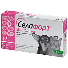 СЕЛАФОРТ-15мг, капли для кошек и собак до 2,5 кг против внутренних и внешних паразитов, уп.1 пипетка
