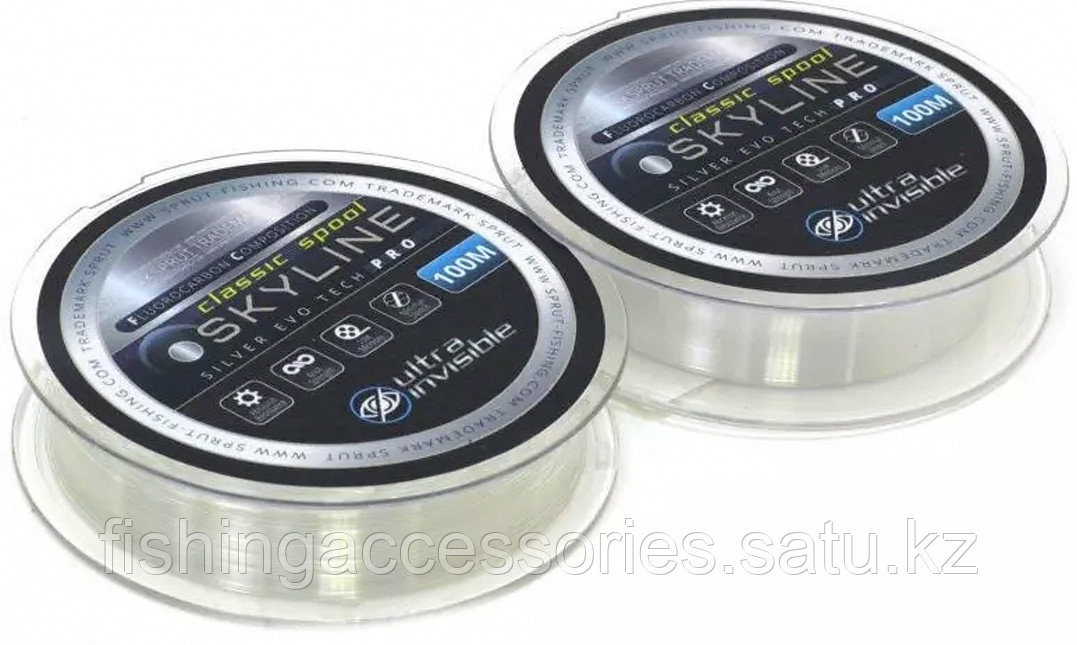 Леска 100м SKYLINE 0.145мм FLUOROCARBON silver evo tech pro белая 7009951 Китай