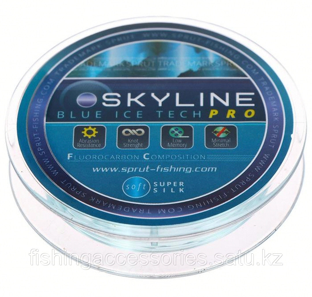 Леска 100м SKYLINE 0.145мм FLUOROCARBON silver evo tech pro голубая 7009938 Китай