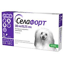 СЕЛАФОРТ-30мг, капли для собак от 2.6 до 5 кг против внутренних и внешних паразитов, уп.1 пипетка