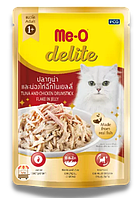Me-O Delite 70г Тунец с мясом куриной голени в желе влажный корм - лакомство для взрослых кошек