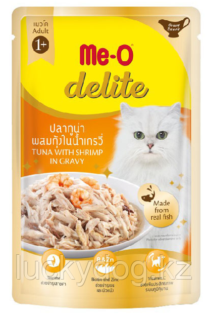 Me-O Delite 70г Тунец с креветками в соусе влажный корм - лакомство для взрослых кошек