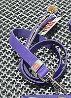 Кожаный поводок для собак Waudog Classic 122 см 25 мм, фиолетовый