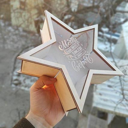 Новогодняя деревянная упаковка на заказ