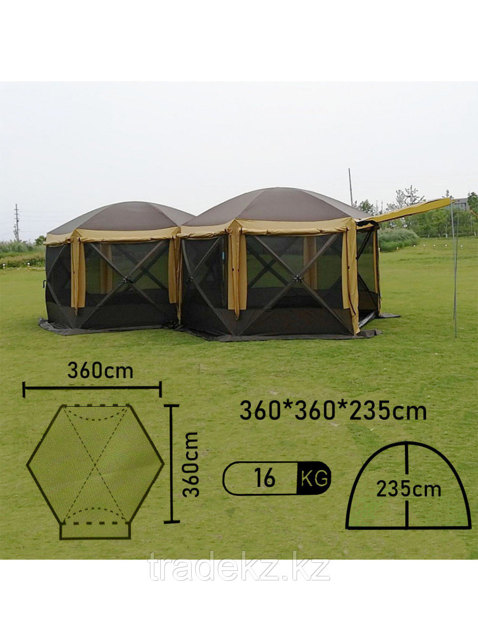 Туристическая палатка, шатер MirCamping 2905 TD, размер 360*360*235 см., два входа - фото 2 - id-p99880500