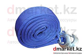 Трос буксировочный 10 тонн, длина 4.5 м, ширина 75 мм, 2 крюка, нейлоновый