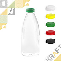 Бутылка ПЭТ 1000мл, с широким горлом 38мм (100 шт/уп) (Цвет крышки на выбор)