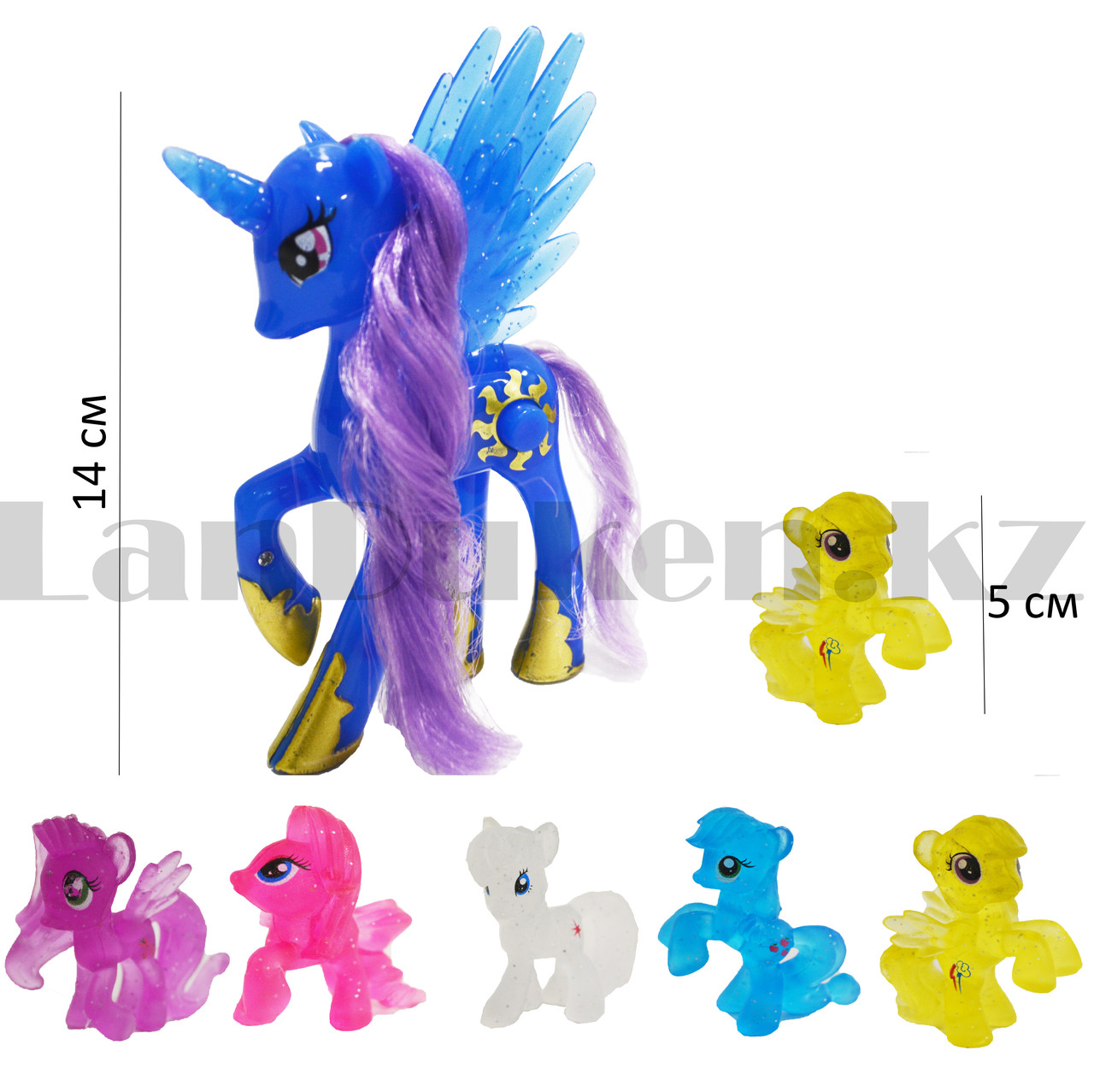 Набор фигурок Мой маленький пони "My little Pony" со световым эффектом синяя - фото 2 - id-p99906757