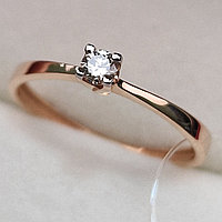 Золотое кольцо с бриллиантами 0.106Сt VS1/L, VG - Cut, фото 1
