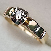 Золотое кольцо с бриллиантами 0.14Сt VS2/M, VG - Cut, фото 1