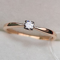 Золотое кольцо с бриллиантами 0.101Сt VS2/K, VG - Cut, фото 1