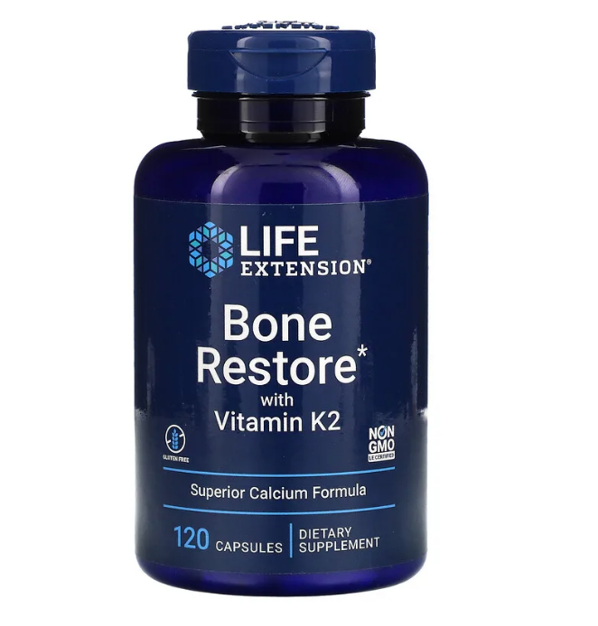 Life Extension, восстановление костей с витамином К2, 120 капсул - фото 1 - id-p99926788