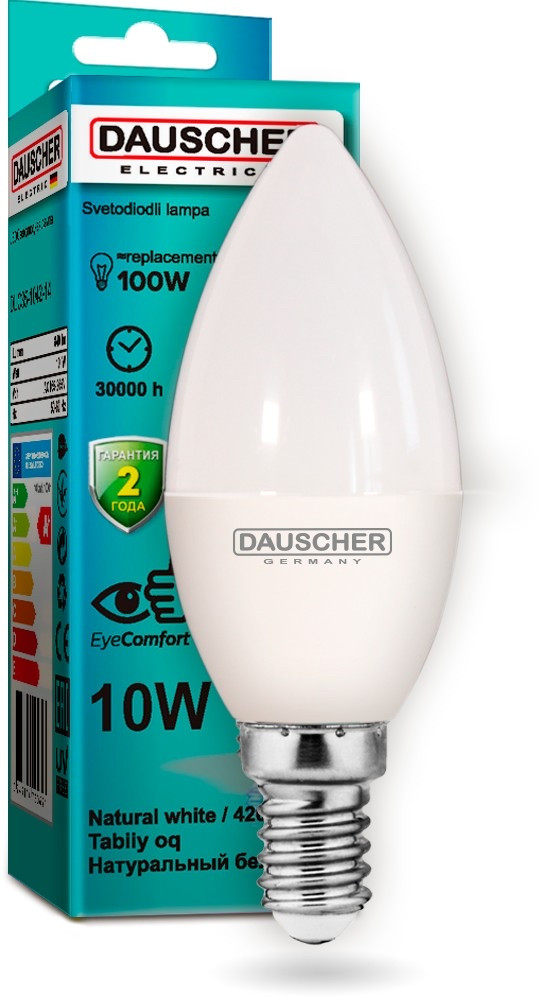 Лампочка Dauscher LED C35 10W E14 4200K 90lm/w - фото 1 - id-p99927700