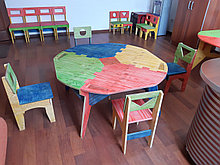 Комплект детский столик со стульями из фанеры, "без единого гвоздя" (2-я группа, 4-х местный)