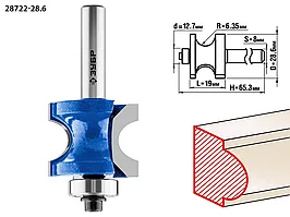 ЗУБР 28,6x19мм, радиус 6.3мм, фреза полустержневая с подшипником