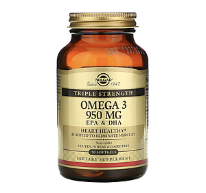 Solgar, омега-3, ЭПК и ДГК, тройной концентрации, 950 мг, 50 капсул