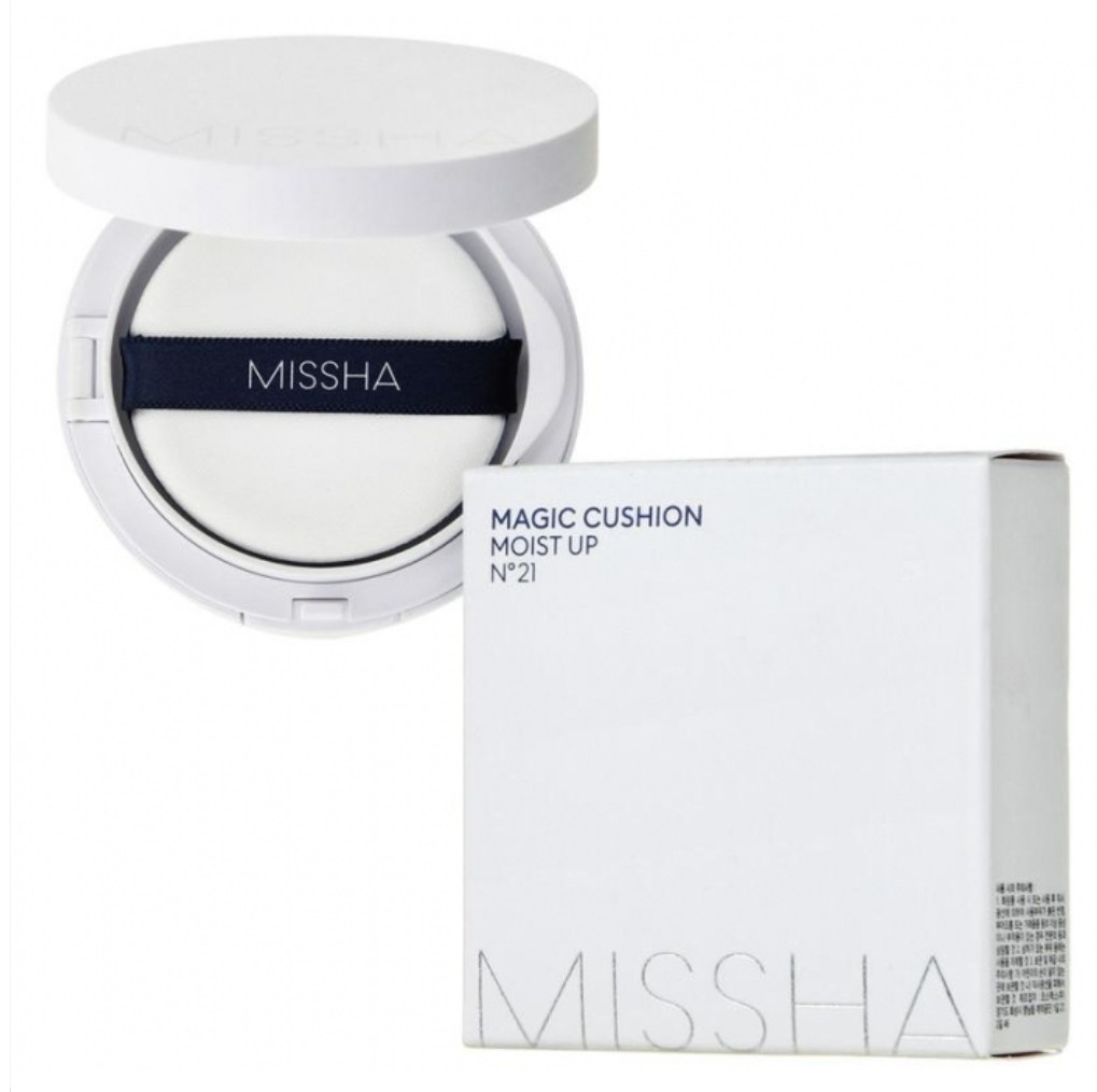 Кушон увлажняющий светло - бежевый #21 Миша Magic Cushion Moist Up SPF50+/PA+++ 15g (Missha)