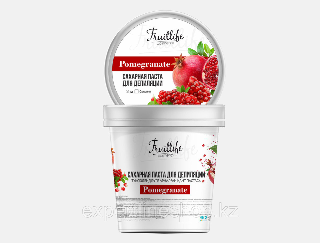 Паста для сахарной депиляции цветная Гранат, плотность средняя FRUIT LIFE  3000 гр