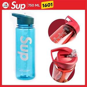 Бутылка с мерной сеткой спортивная с выдвижной поилкой с трубочкой SUP 1601  750мл (Синий)