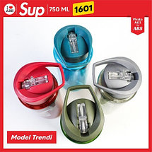 Бутылка с мерной сеткой спортивная с выдвижной поилкой с трубочкой SUP 1601  750мл (Синий), фото 5