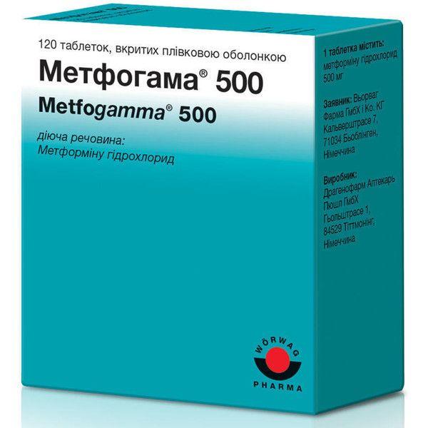 Метфогамма 500 мг № 120 табл - фото 1 - id-p99122645