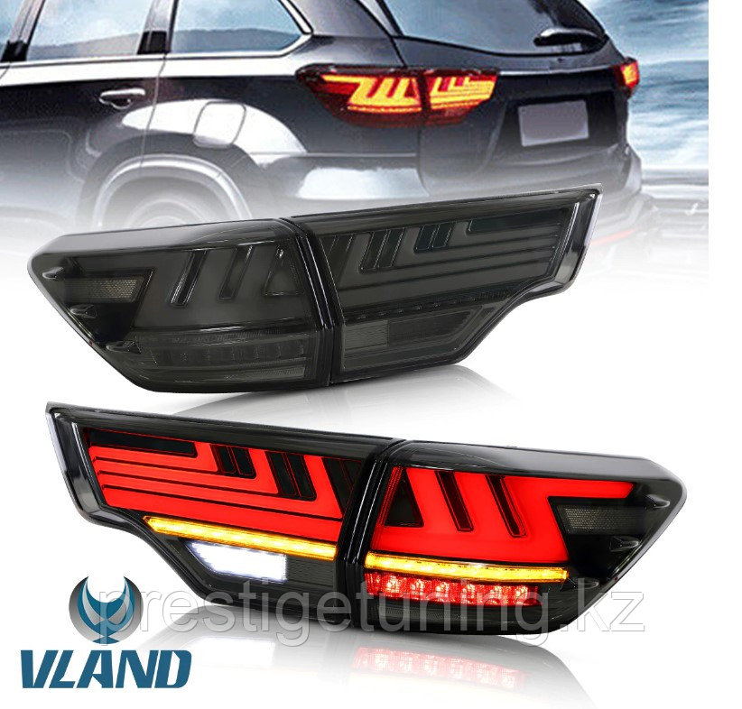 Задние фонари на Highlander 2014-2020 дизайн Lexus VLAND (Дымчатый цвет) - фото 1 - id-p99967087