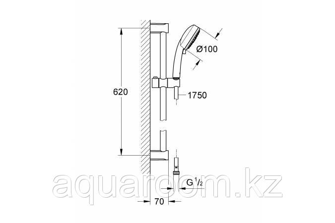 Душевой гарнитур, 3 вида струй, GROHE New Tempesta Cosmopolitan 100, хром, (27579002) - фото 2 - id-p99978286