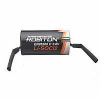 ЭЛЕМЕНТ ПИТАНИЯ C(R14) 3.6V ER26500-FT (9000MAH) ROBITON, С ЛЕПЕСТКОВЫМИ ВЫВОДАМИ (LI-SOCL2)