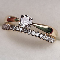 Золотое кольцо с бриллиантами 0.374Сt VS2/N, VG - Cut, фото 1
