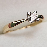 Золотое кольцо с бриллиантами 0.246Сt I1/L, VG - Cut, фото 1