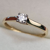 Золотое кольцо с бриллиантами 0.192Сt SI1/H, VG - Cut, фото 1