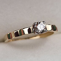 Золотое кольцо с бриллиантами 0.25Сt SI2/K, VG - Cut, фото 1