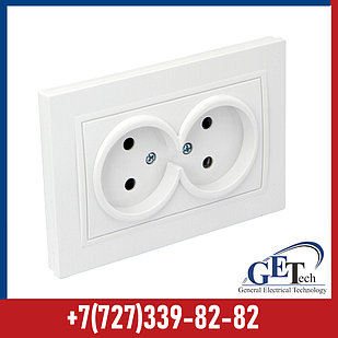 Розетка 2-ая без заземления скрытой установки 10А ELEMENT (розетка электрическая двойная белая)