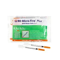 Шприц инсулиновые BD Micro-Fine U-100 объемом 0,5 мл с иглами 0,3*8мм (30G*5/6)