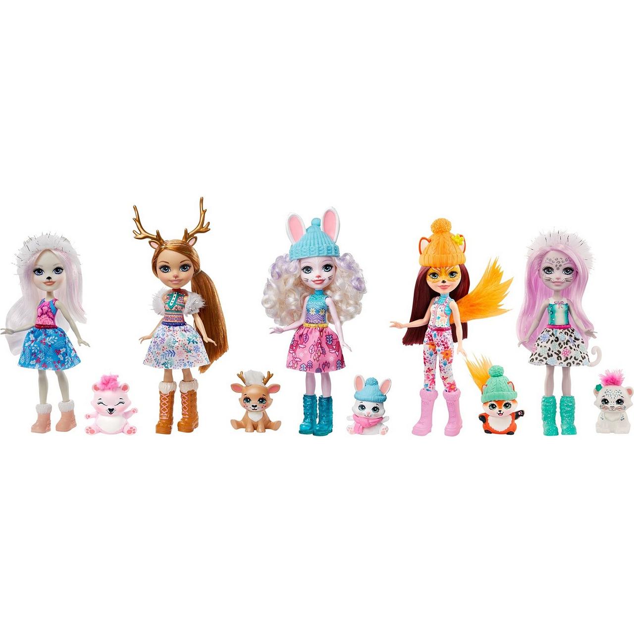 Набор игровой Enchantimals Снежный день с друзьями 5 кукол+питомцы GXB20 - фото 1 - id-p94240546