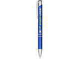 Кнопочная шариковая ручка Moneta из анодированного алюминия, синие чернила, синий, фото 2