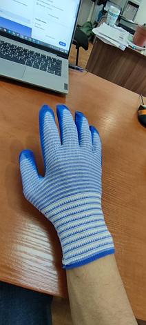 Перчатки рабочие Матроска синие резиновые с обливочной ладонью Зебра, фото 2