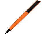 Ручка пластиковая soft-touch шариковая Taper, оранжевый/черный, фото 2