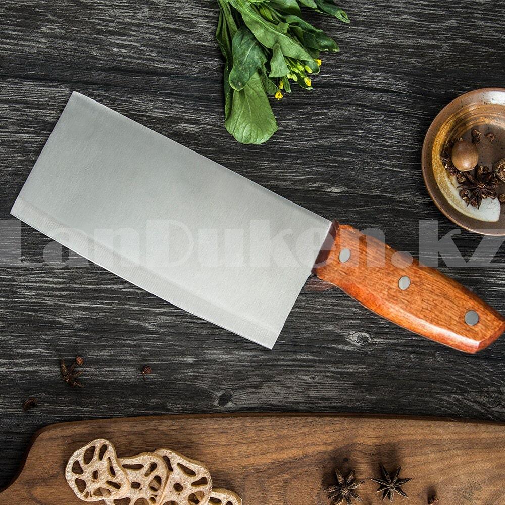 Нож топорик из нержавеющей стали с деревянной рукояткой PriorityChef 30 см - фото 1 - id-p100067790