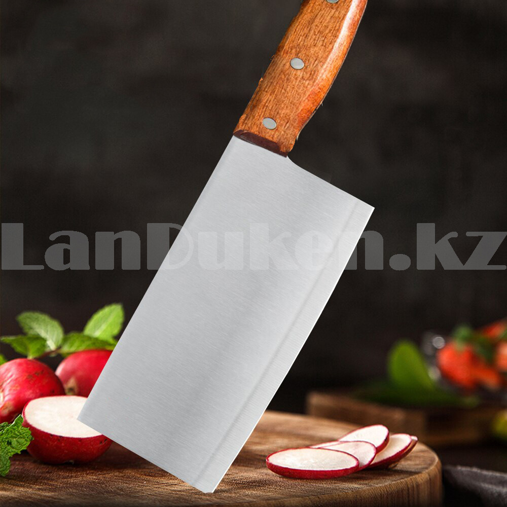 Нож топорик из нержавеющей стали с деревянной рукояткой PriorityChef 30 см - фото 5 - id-p100067790